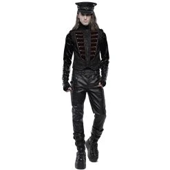 PUNK RAVE Gilet 'Silvanus' En Brocart Noir Et Velours Bordeaux -ALCHEMY GOTHIC shop gilet silvanus en brocart noir et velours bordeaux 4