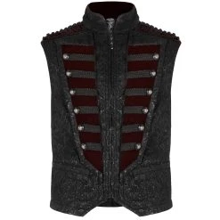 PUNK RAVE Gilet 'Silvanus' En Brocart Noir Et Velours Bordeaux -ALCHEMY GOTHIC shop gilet silvanus en brocart noir et velours bordeaux 5