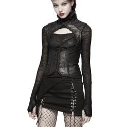 PUNK RAVE Gilet Underbust Steampunk 'Nereid' Noir -ALCHEMY GOTHIC shop gilet underbust steampunk nereid noir 3
