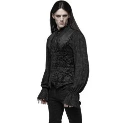 PUNK RAVE Gilet Victorien 'Damask Gothic' En Brocart Noir -ALCHEMY GOTHIC shop gilet victorien damask gothic en brocart noir 2