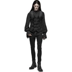 PUNK RAVE Gilet Victorien 'Damask Gothic' En Brocart Noir -ALCHEMY GOTHIC shop gilet victorien damask gothic en brocart noir 4