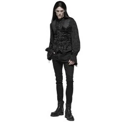 PUNK RAVE Gilet Victorien 'Damask Gothic' En Brocart Noir -ALCHEMY GOTHIC shop gilet victorien damask gothic en brocart noir 5