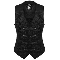 PUNK RAVE Gilet Victorien 'Damask Gothic' En Brocart Noir -ALCHEMY GOTHIC shop gilet victorien damask gothic en brocart noir 7