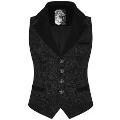PUNK RAVE Gilet Victorien 'Gothic Regent' En Brocart Noir