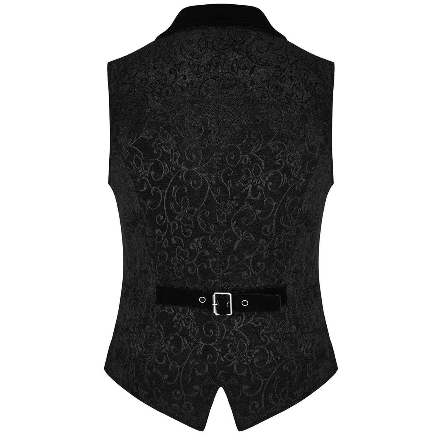 PUNK RAVE Gilet Victorien 'Gothic Regent' En Brocart Noir 8 PUNK RAVE Gilet Victorien 'Gothic Regent' En Brocart Noir – Image 6