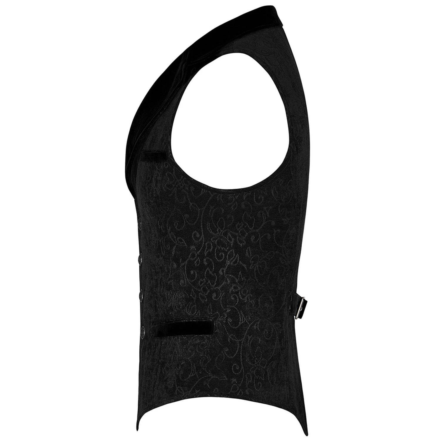 PUNK RAVE Gilet Victorien 'Gothic Regent' En Brocart Noir 9 PUNK RAVE Gilet Victorien 'Gothic Regent' En Brocart Noir – Image 7