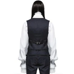 PUNK RAVE Gilet Victorien 'Hyacinthum Tenebris' En Jacquard Bleu -ALCHEMY GOTHIC shop gilet victorien hyacinthum tenebris en jacquard bleu 2