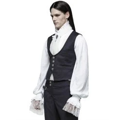 PUNK RAVE Gilet Victorien 'Hyacinthum Tenebris' En Jacquard Bleu -ALCHEMY GOTHIC shop gilet victorien hyacinthum tenebris en jacquard bleu 3