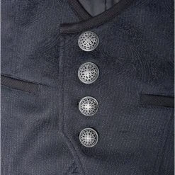 PUNK RAVE Gilet Victorien 'Hyacinthum Tenebris' En Jacquard Bleu -ALCHEMY GOTHIC shop gilet victorien hyacinthum tenebris en jacquard bleu 8