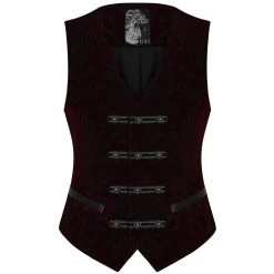 PUNK RAVE Gilet Victorien 'Poison Ivy' En Brocart Bordeaux