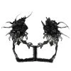 Eva Lady Harnais De Poitrine 'Black Roses' Noir -ALCHEMY GOTHIC shop harnais de poitrine black roses noir