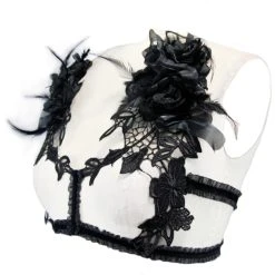 Eva Lady Harnais De Poitrine 'Black Roses' Noir -ALCHEMY GOTHIC shop harnais de poitrine black roses noir 11