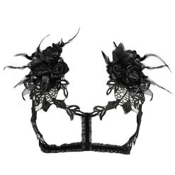 Eva Lady Harnais De Poitrine 'Black Roses' Noir -ALCHEMY GOTHIC shop harnais de poitrine black roses noir 9