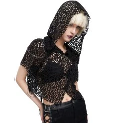 DEVIL FASHION Haut à Capuche 'Sherzal' Noir -ALCHEMY GOTHIC shop haut a capuche sherzal noir 3