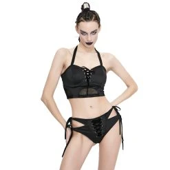 DEVIL FASHION Haut De Bikini 'Nimue' Noir -ALCHEMY GOTHIC shop haut de bikini nimue noir 2
