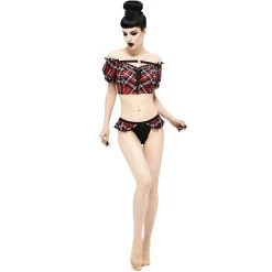 DEVIL FASHION Haut De Bikini 'Scotish' En Tartan Rouge -ALCHEMY GOTHIC shop haut de bikini scotish en tartan rouge 10