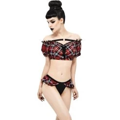 DEVIL FASHION Haut De Bikini 'Scotish' En Tartan Rouge -ALCHEMY GOTHIC shop haut de bikini scotish en tartan rouge 2