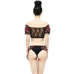 DEVIL FASHION Haut De Bikini 'Scotish' En Tartan Rouge -ALCHEMY GOTHIC shop haut de bikini scotish en tartan rouge 3