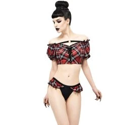 DEVIL FASHION Haut De Bikini 'Scotish' En Tartan Rouge -ALCHEMY GOTHIC shop haut de bikini scotish en tartan rouge 4