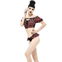 DEVIL FASHION Haut De Bikini 'Scotish' En Tartan Rouge -ALCHEMY GOTHIC shop haut de bikini scotish en tartan rouge 6