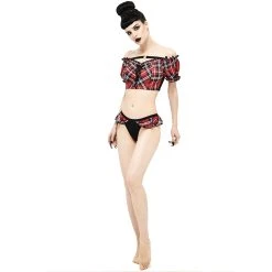 DEVIL FASHION Haut De Bikini 'Scotish' En Tartan Rouge -ALCHEMY GOTHIC shop haut de bikini scotish en tartan rouge 9