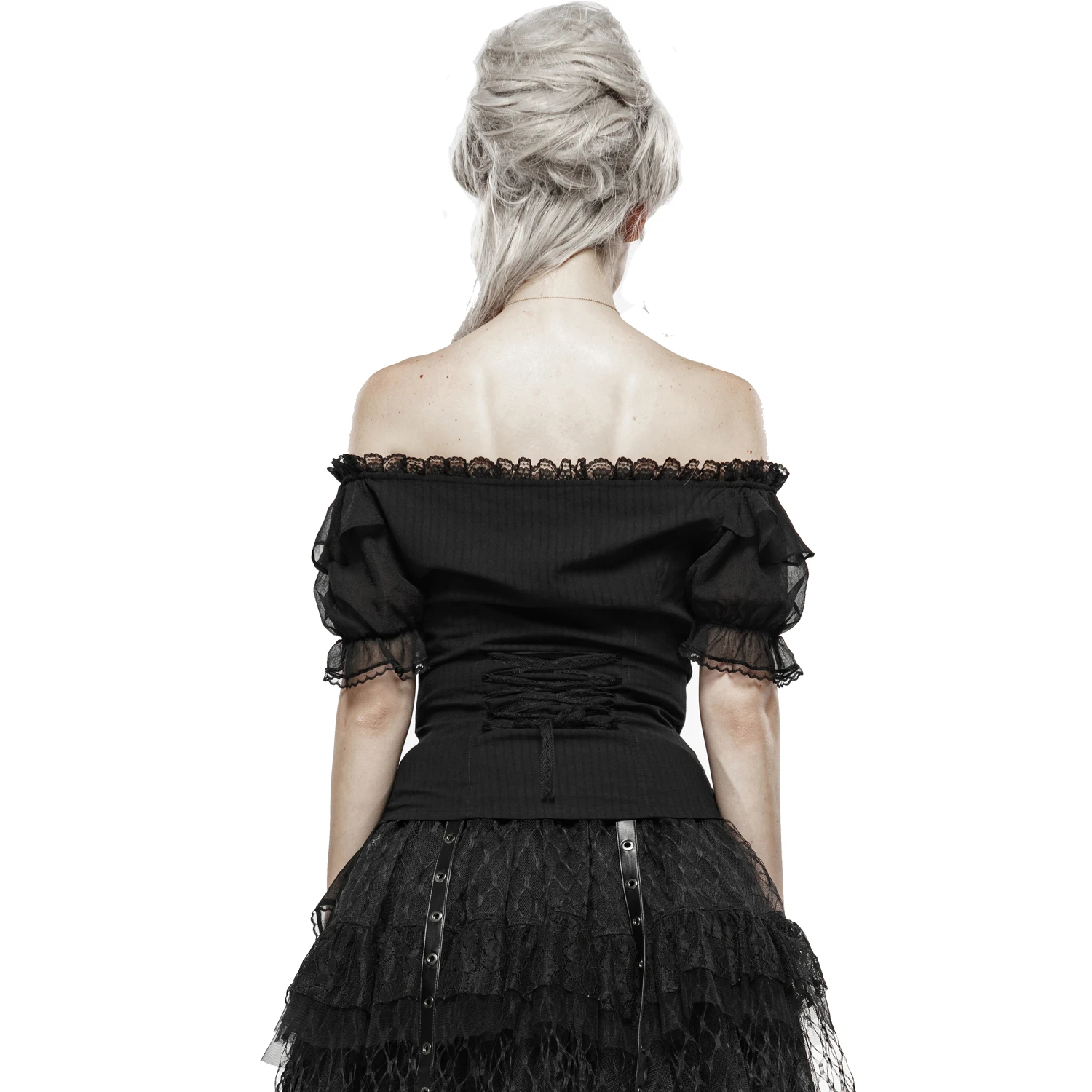 Pyon Pyon Haut Gothic Lolita 'Fleur De Lys' Noir à Manches... 5 Pyon Pyon Haut Gothic Lolita 'Fleur De Lys' Noir à Manches... – Image 3