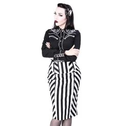 RESTYLE Jupe 'Crayon' Noire Et Blanche 22 RESTYLE Jupe 'Crayon' Noire Et Blanche -ALCHEMY GOTHIC shop jupe crayon noire et blanche 8