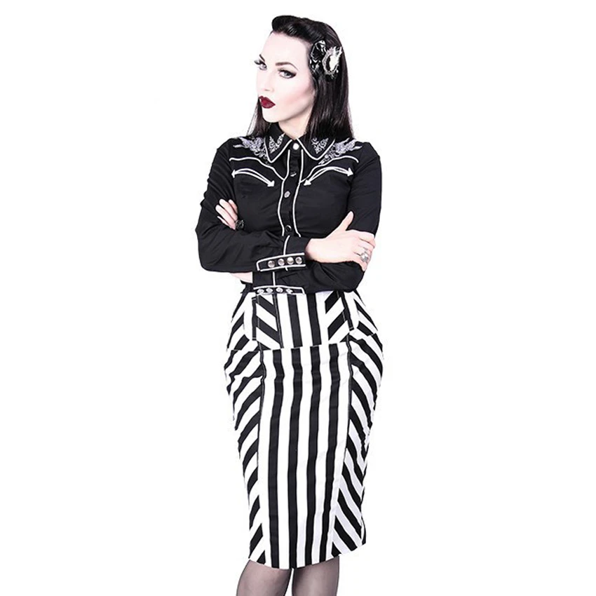 RESTYLE Jupe 'Crayon' Noire Et Blanche 11 RESTYLE Jupe 'Crayon' Noire Et Blanche – Image 9