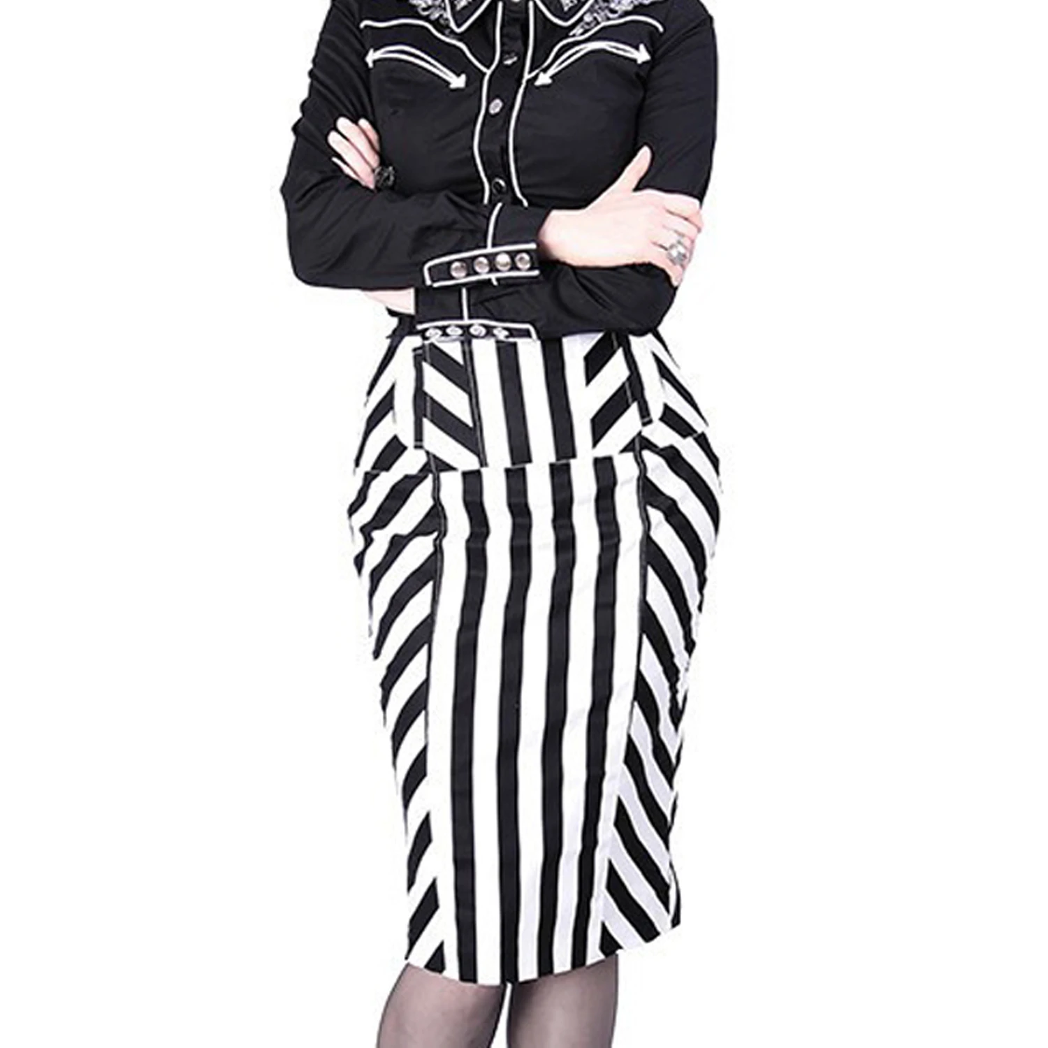 RESTYLE Jupe 'Crayon' Noire Et Blanche 3 RESTYLE Jupe 'Crayon' Noire Et Blanche