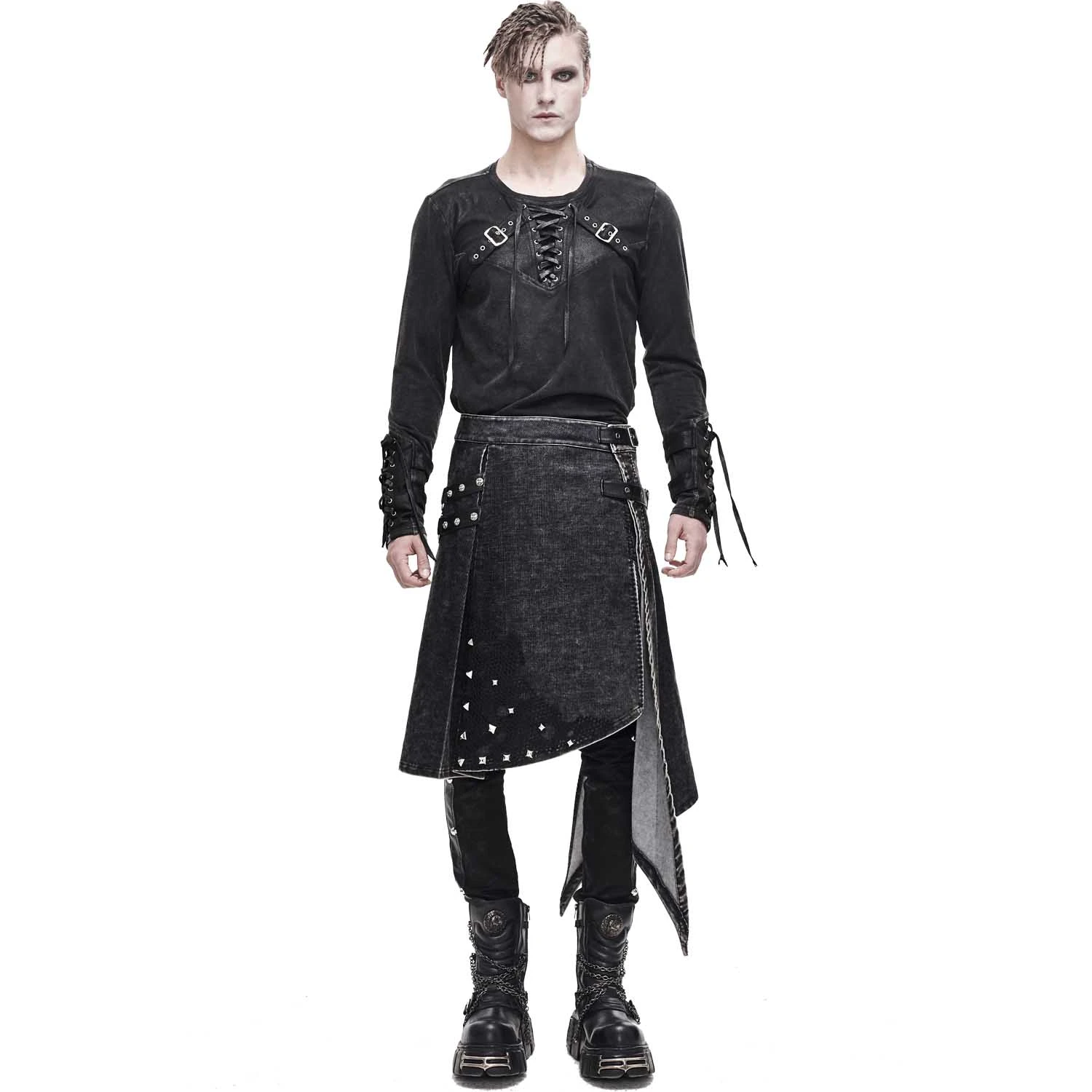 DEVIL FASHION Jupe Kilt 'Golgotha' Noire Anthracite 4 DEVIL FASHION Jupe Kilt 'Golgotha' Noire Anthracite – Image 2