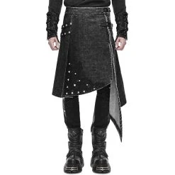DEVIL FASHION Jupe Kilt 'Golgotha' Noire Anthracite