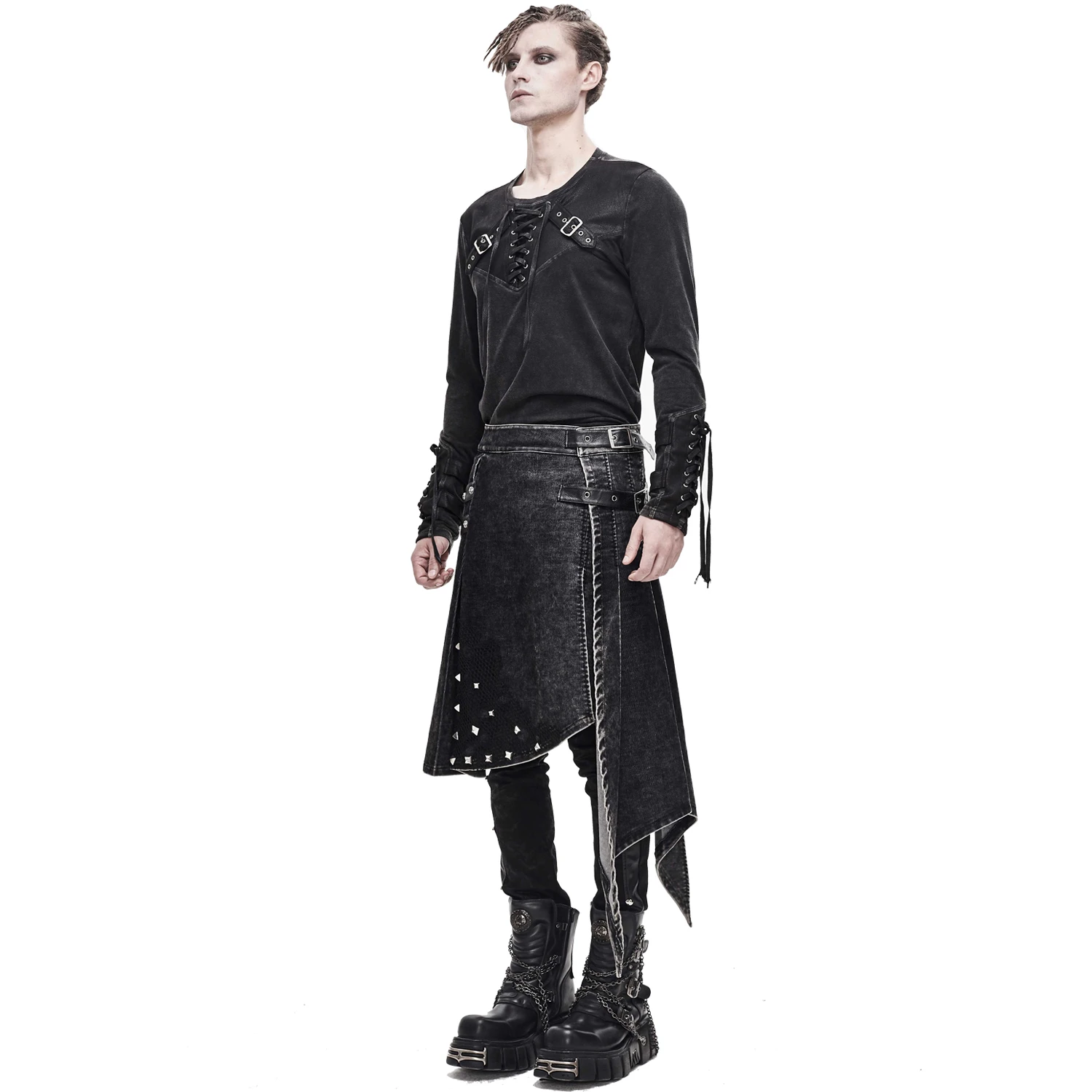 DEVIL FASHION Jupe Kilt 'Golgotha' Noire Anthracite 6 DEVIL FASHION Jupe Kilt 'Golgotha' Noire Anthracite – Image 4