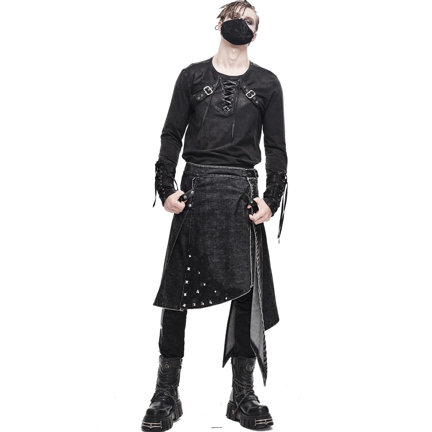 DEVIL FASHION Jupe Kilt 'Golgotha' Noire Anthracite 7 DEVIL FASHION Jupe Kilt 'Golgotha' Noire Anthracite – Image 5