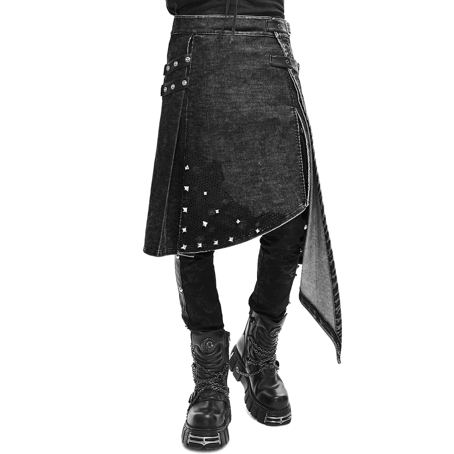 DEVIL FASHION Jupe Kilt 'Golgotha' Noire Anthracite 11 DEVIL FASHION Jupe Kilt 'Golgotha' Noire Anthracite – Image 9