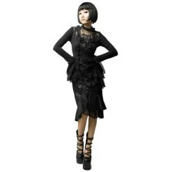 PUNK RAVE Jupe 'Nocturna' Noire -ALCHEMY GOTHIC shop jupe nocturna noire 4