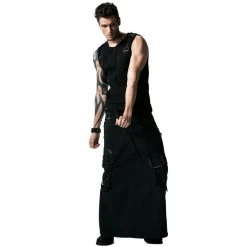 PUNK RAVE Jupe Pour Hommes 'Thanos' Noire -ALCHEMY GOTHIC shop jupe pour hommes thanos noire 3