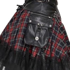 DEVIL FASHION Jupe 'Punk Lace Up' En Tartan Et Simili Cuir -ALCHEMY GOTHIC shop jupe punk lace up en tartan et simili cuir 18