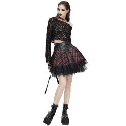 DEVIL FASHION Jupe 'Punk Lace Up' En Tartan Et Simili Cuir -ALCHEMY GOTHIC shop jupe punk lace up en tartan et simili cuir 5