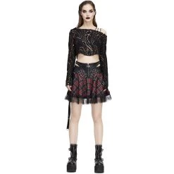 DEVIL FASHION Jupe 'Punk Lace Up' En Tartan Et Simili Cuir -ALCHEMY GOTHIC shop jupe punk lace up en tartan et simili cuir 6