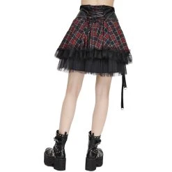 DEVIL FASHION Jupe 'Punk Lace Up' En Tartan Et Simili Cuir -ALCHEMY GOTHIC shop jupe punk lace up en tartan et simili cuir 9