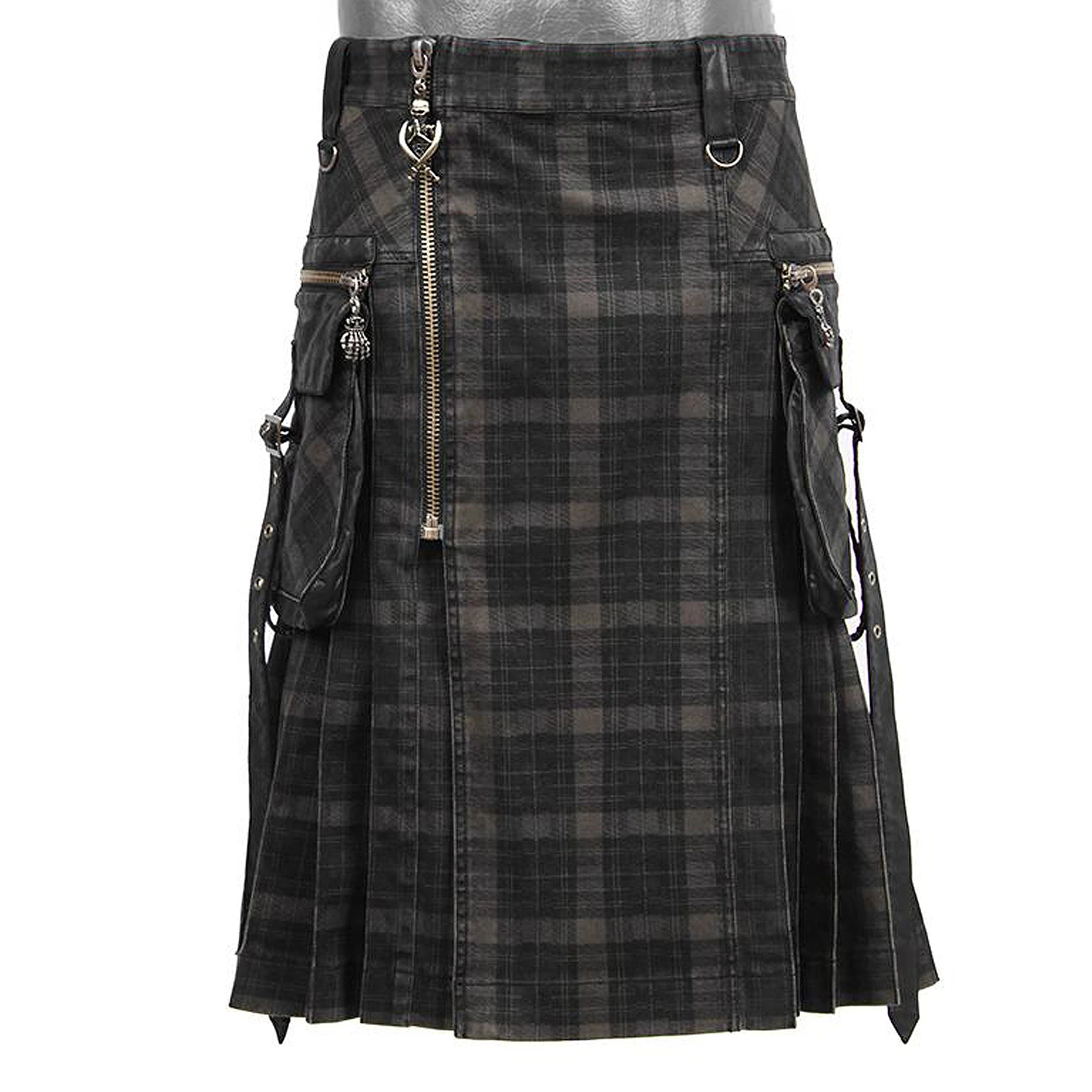 PUNK RAVE Kilt 'Bersek' En Tartan à Carreaux Marrons Et Noirs 13 PUNK RAVE Kilt 'Bersek' En Tartan à Carreaux Marrons Et Noirs – Image 11
