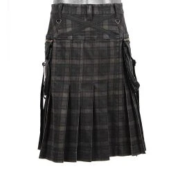 PUNK RAVE Kilt 'Bersek' En Tartan à Carreaux Marrons Et Noirs 31 PUNK RAVE Kilt 'Bersek' En Tartan à Carreaux Marrons Et Noirs -ALCHEMY GOTHIC shop kilt bersek en tartan a carreaux marrons et noirs 11