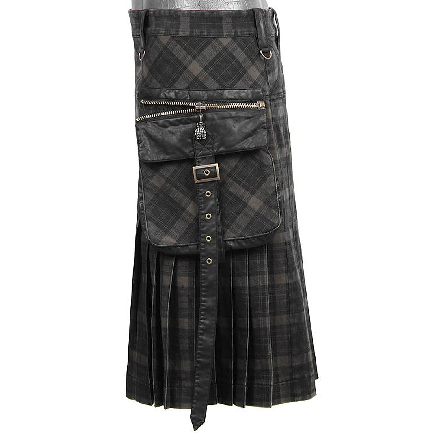 PUNK RAVE Kilt 'Bersek' En Tartan à Carreaux Marrons Et Noirs 15 PUNK RAVE Kilt 'Bersek' En Tartan à Carreaux Marrons Et Noirs – Image 13