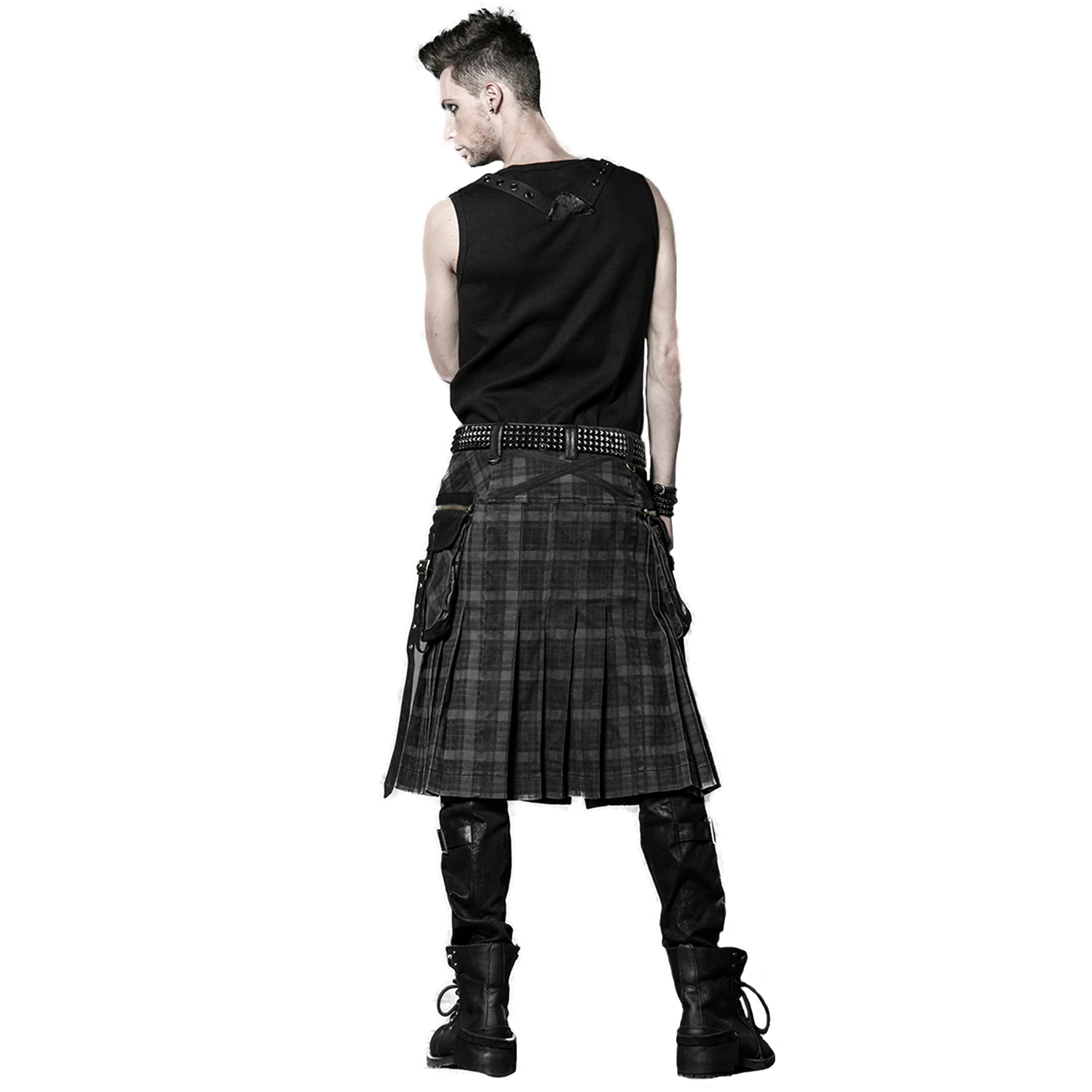 PUNK RAVE Kilt 'Bersek' En Tartan à Carreaux Marrons Et Noirs 5 PUNK RAVE Kilt 'Bersek' En Tartan à Carreaux Marrons Et Noirs – Image 3