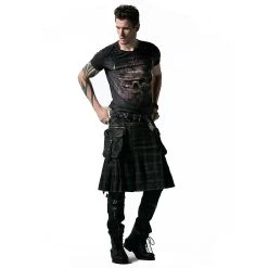 PUNK RAVE Kilt 'Bersek' En Tartan à Carreaux Marrons Et Noirs 26 PUNK RAVE Kilt 'Bersek' En Tartan à Carreaux Marrons Et Noirs -ALCHEMY GOTHIC shop kilt bersek en tartan a carreaux marrons et noirs 6