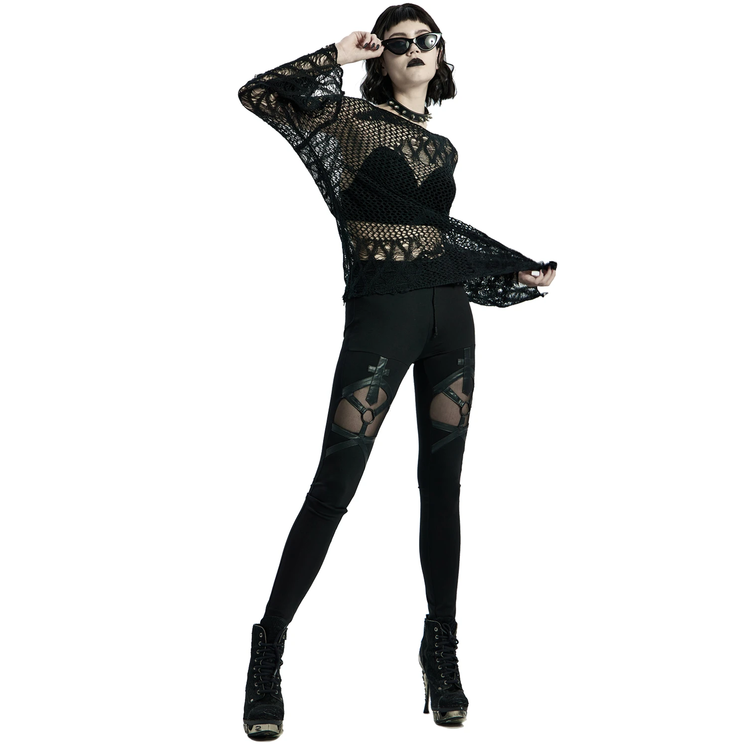 PUNK RAVE Leggings 'Dark Doll' Noir 4 PUNK RAVE Leggings 'Dark Doll' Noir – Image 2