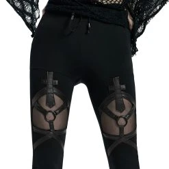 PUNK RAVE Leggings 'Dark Doll' Noir 25 PUNK RAVE Leggings 'Dark Doll' Noir -ALCHEMY GOTHIC shop leggings dark doll noir 7