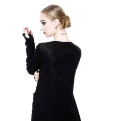 QUEEN OF DARKNESS Long Gilet 'Mystic' Noir -ALCHEMY GOTHIC shop long gilet mystic noir 2