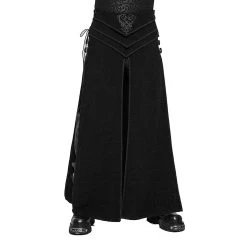 PUNK RAVE Long Kilt 'Asmodey' En Jacquard Noir