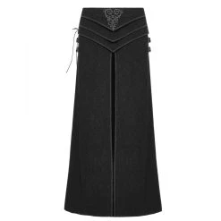 PUNK RAVE Long Kilt 'Asmodey' En Jacquard Noir -ALCHEMY GOTHIC shop long kilt en jacquard asmodey noir 8